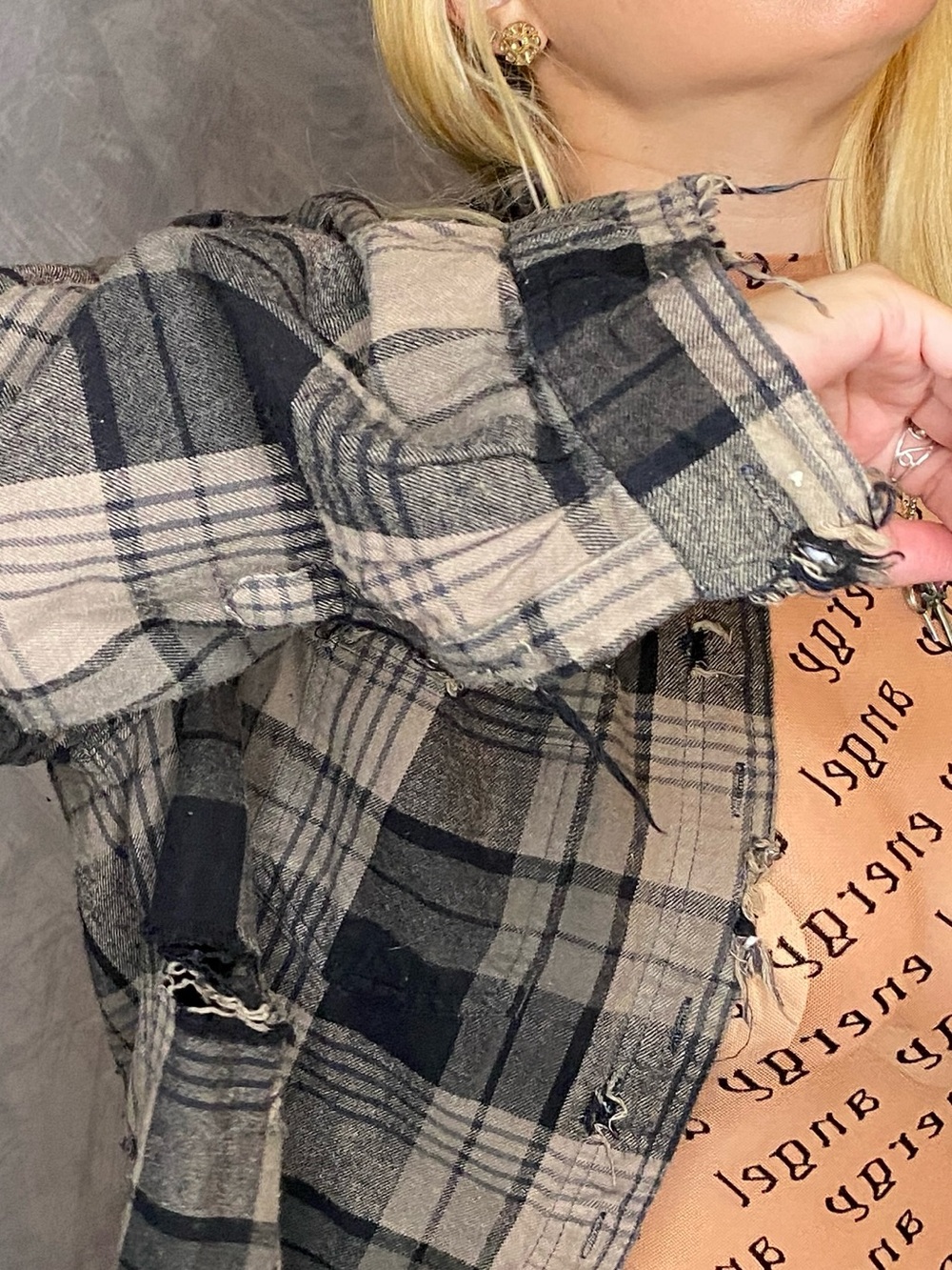 Custom Destroyed Goth Grunge Flannel - Picture 6 of 6